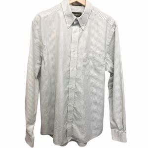 Eddie Bauer Shirt M green striped wrinkle resistant